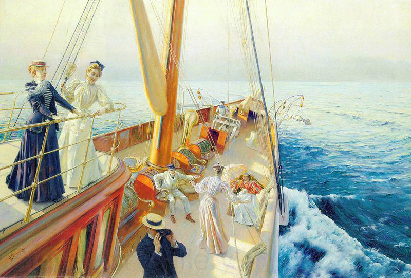 Julius LeBlanc Stewart Yachting in the Mediterranean Spain oil painting art